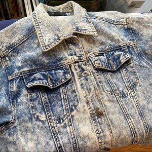 Acid wash distressed denim jacket